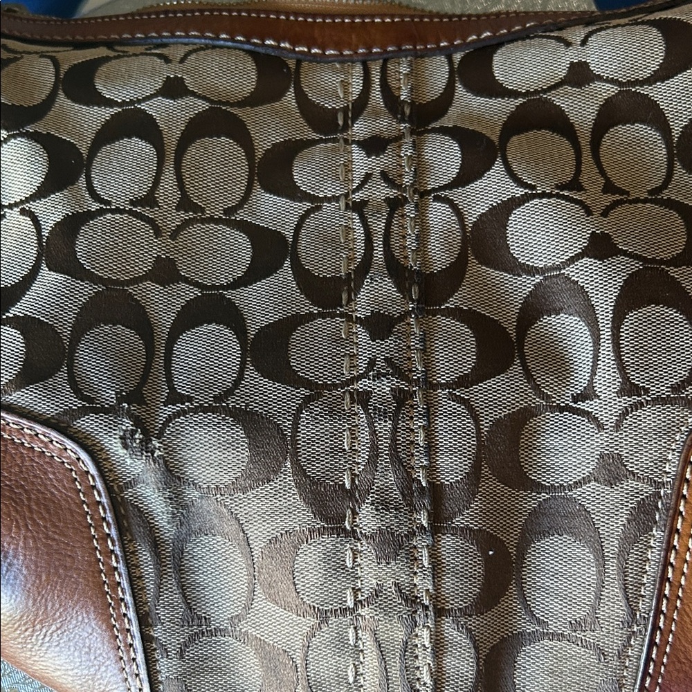Coach Signature Brown and Tan Hobo Bag - Picture 7 of 11